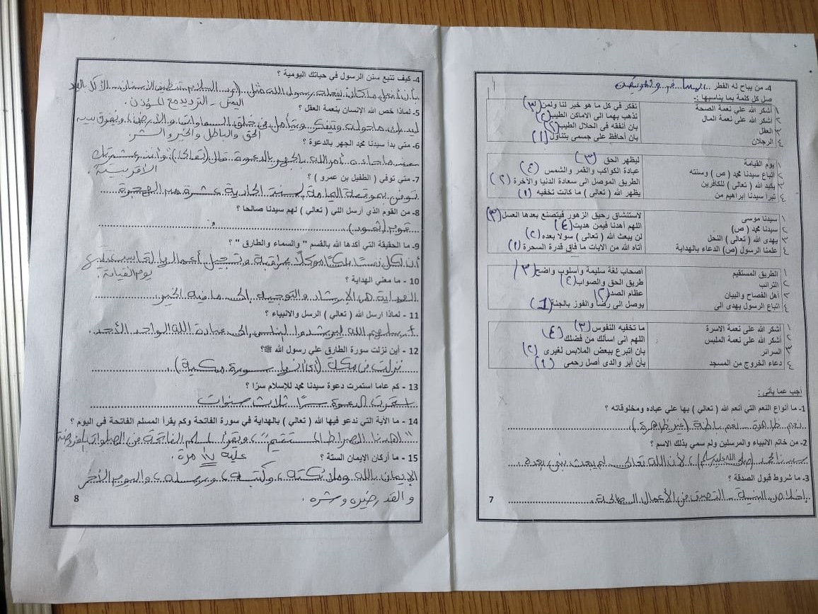 مراجعة دين للصف الرابع الابتدائي الترم الثاني 2024