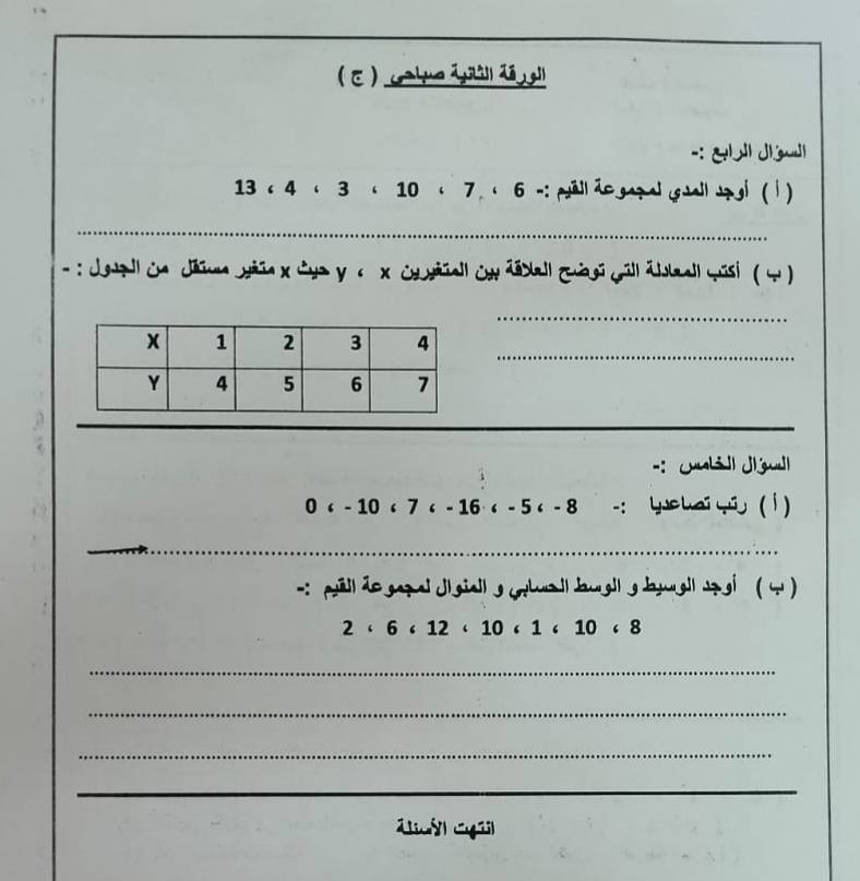 امتحان مادة الرياضيات الصف السادس الابتدائي الترم الأول 2026 الدقهلية