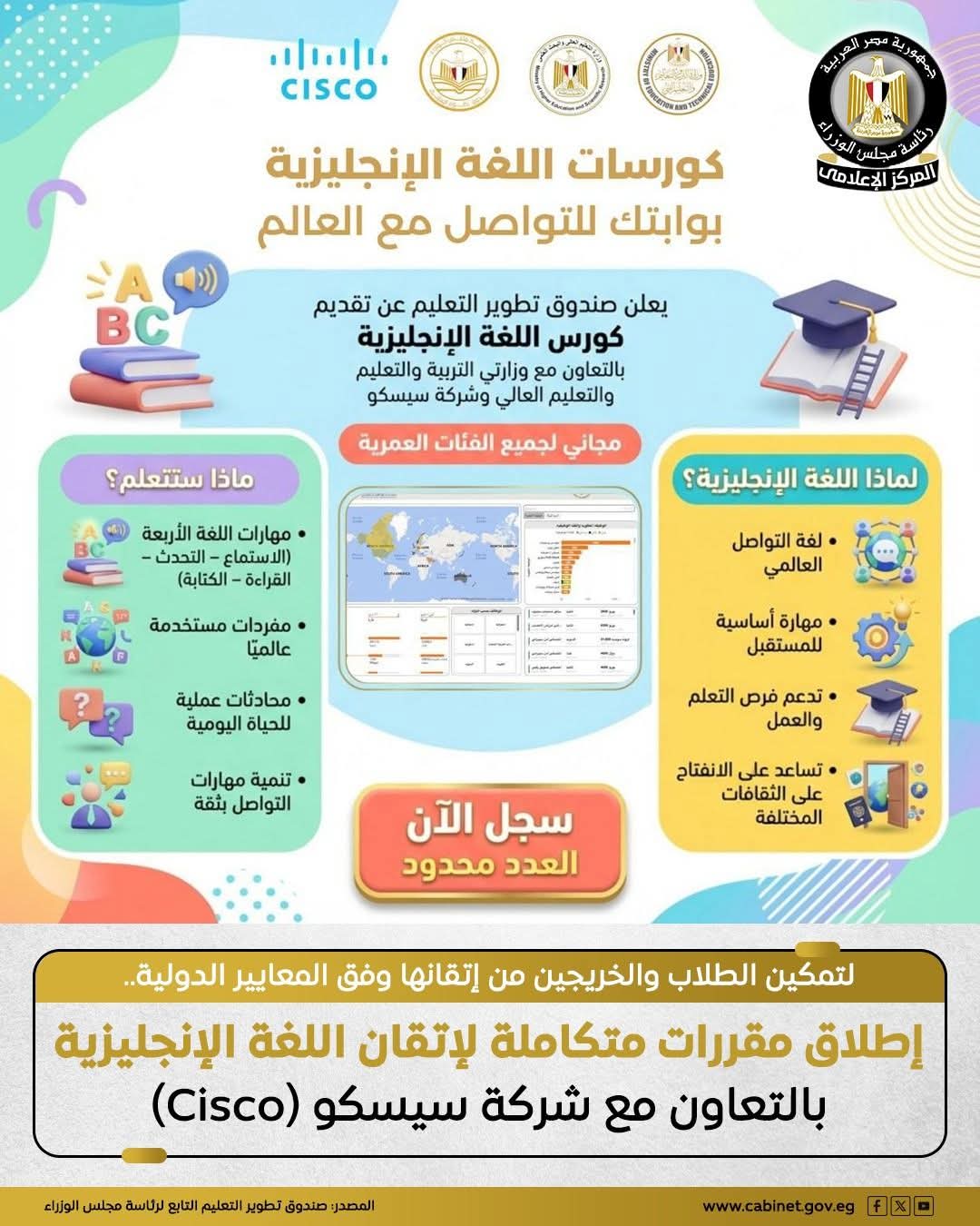 إطلاق مقررات متكاملة لدراسة اللغة الإنجليزية