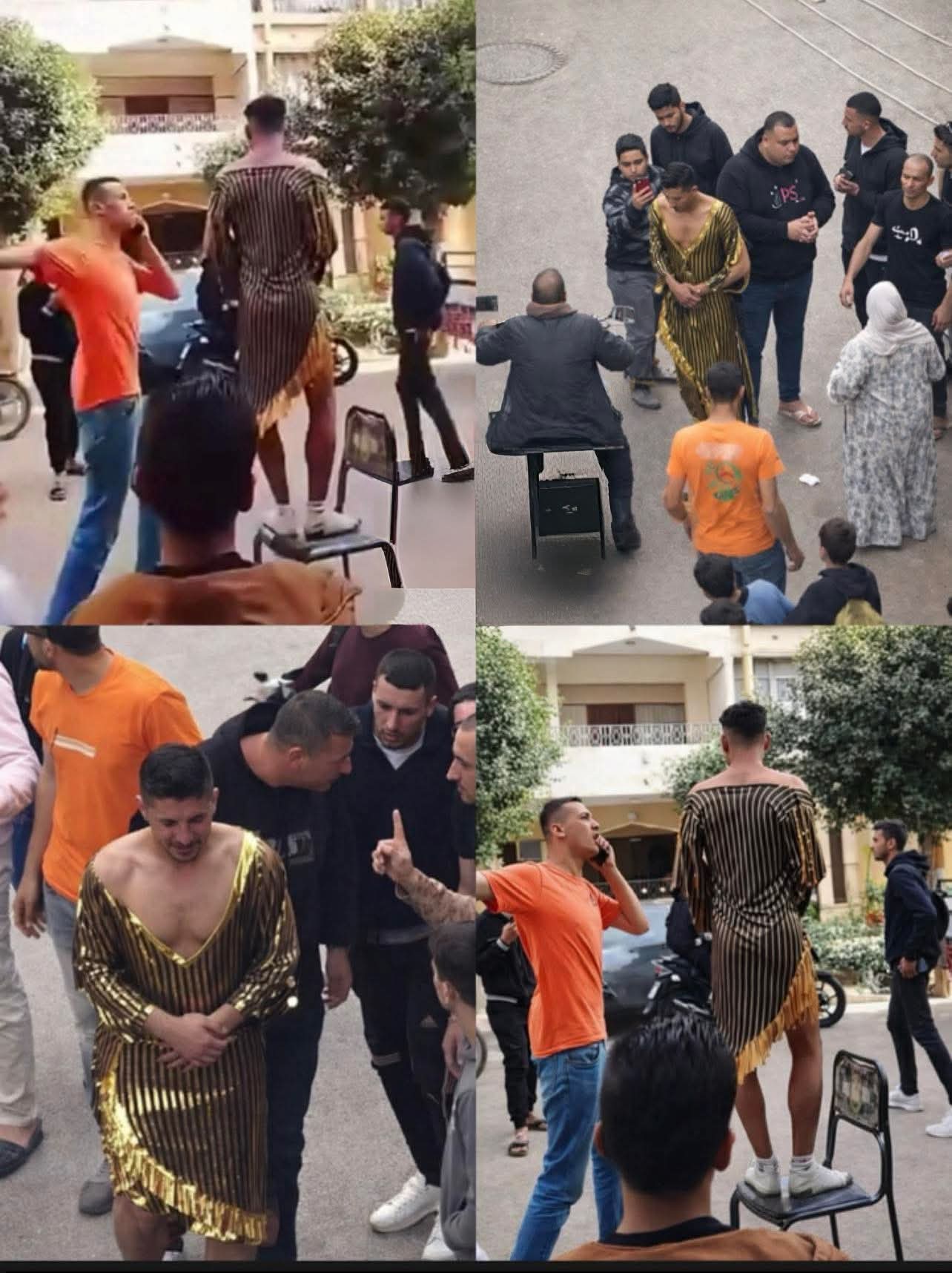 على طريقة رفاعى الدسوقي.. إجبار شاب على ارتداء بدلة رقص بالشارع