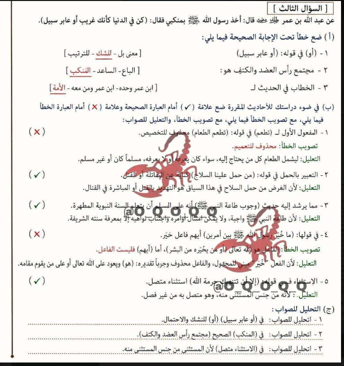 حل القرآن الكريم والحديث للثانوية الأزهرية 2026 عملي