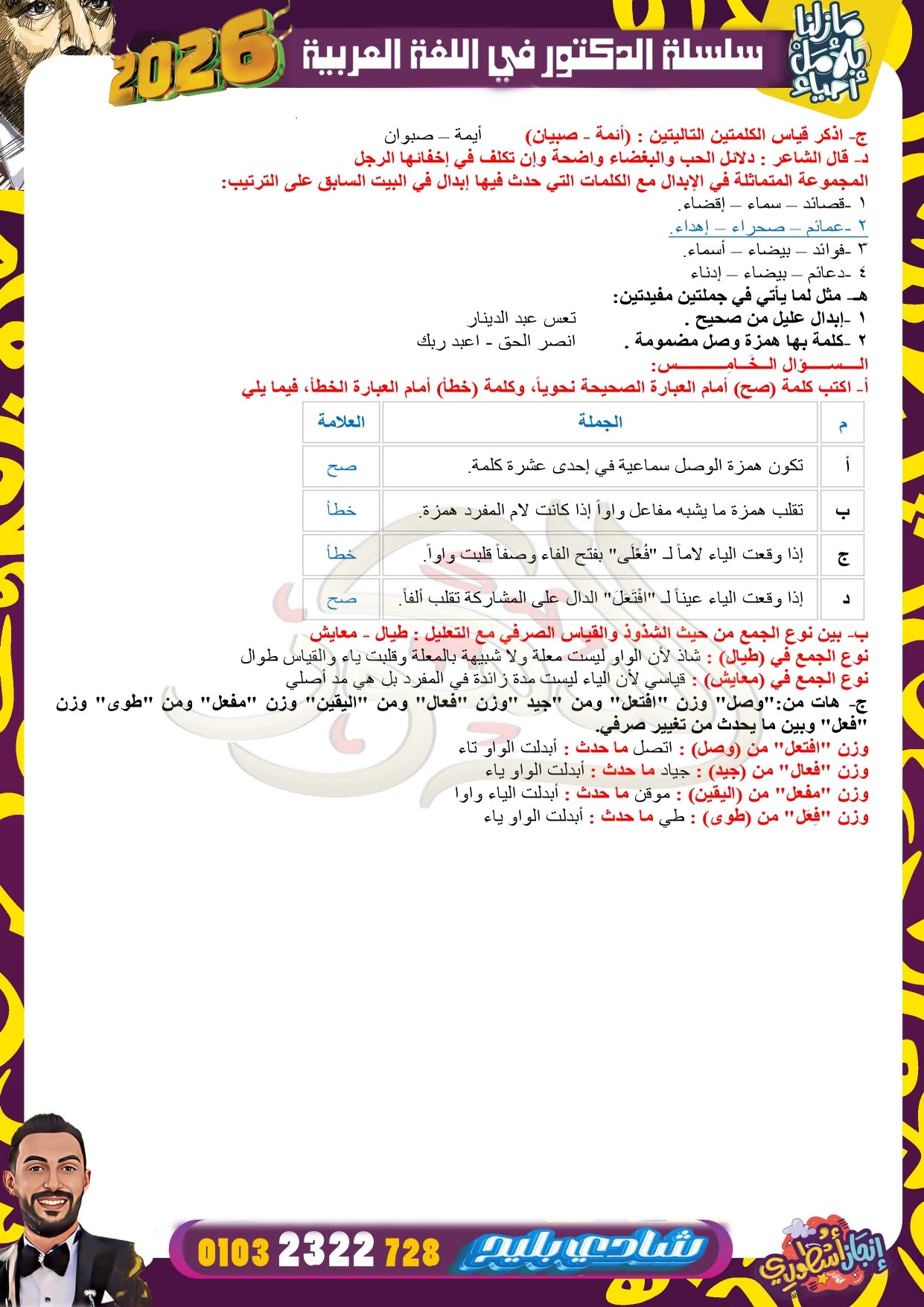 إجابة امتحان صرف تالته ثانوى ازهر 2026 شعبة علمي