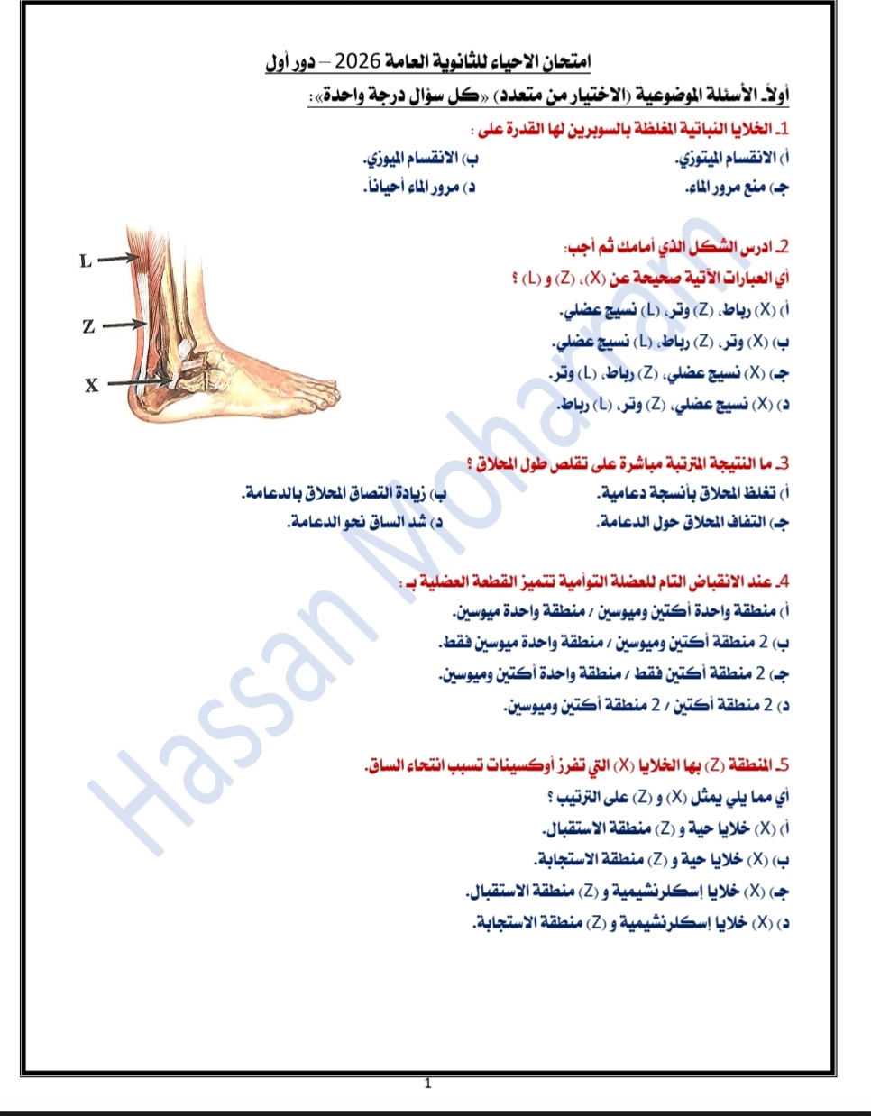 الثانوية العامة 2026.. حسن محرم ينشر نموذج إجابة امتحان مادة الأحياء كاملا