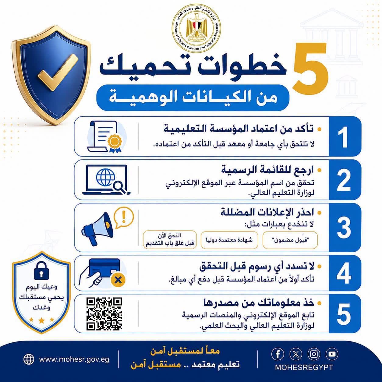 5 خطوات تحمي الطلاب من الوقوع ضحية للكيانات الوهمية